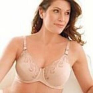 NWT Lilyette 417 Embroidered Minimizer Bra Cream Beige Size 42D